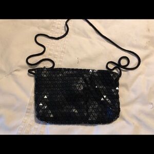 Womens Black Shiny Purse. Crossbody